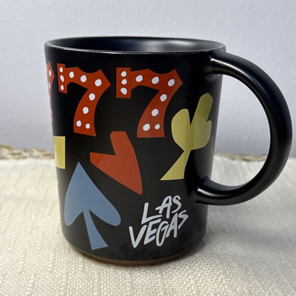 Starbucks Other - Starbucks Las Vegas Black Coffee Mug Tea Cup 12 oz Cards Blackjack Triple 7s